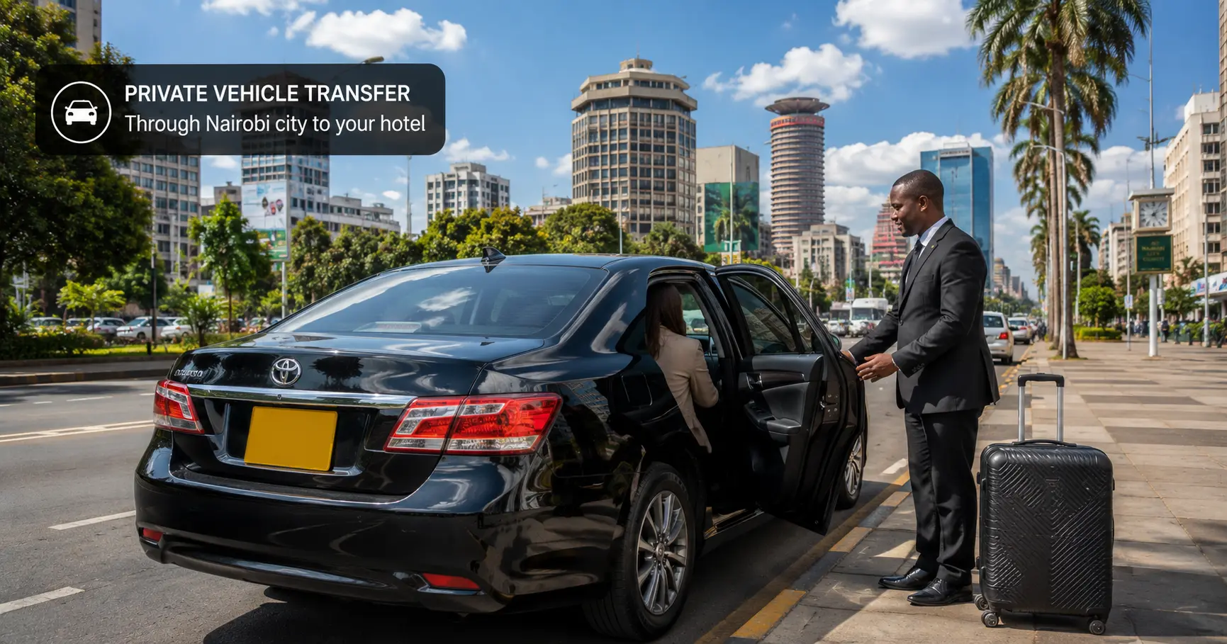 Private vehicle transfer through Nairobi city to hotel